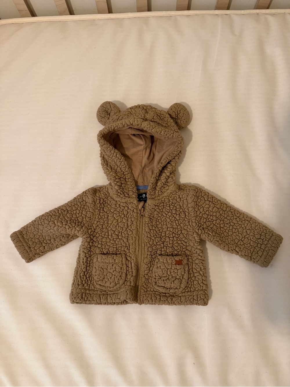 7 For All Mankind Teddy Bear Hooded Jacket in Light Brown